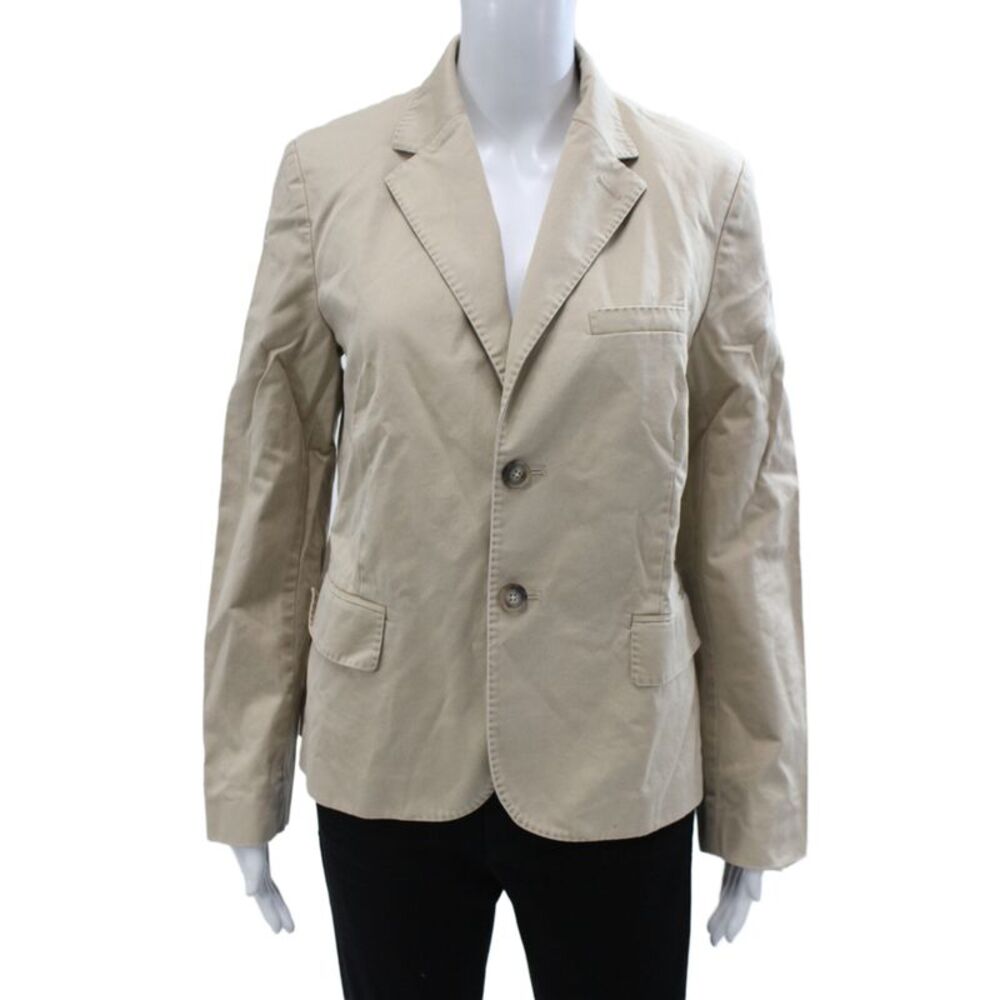 Polo Ralph Lauren Women Basic Jacket Beige Cotton Button Long Sleeve Size 8